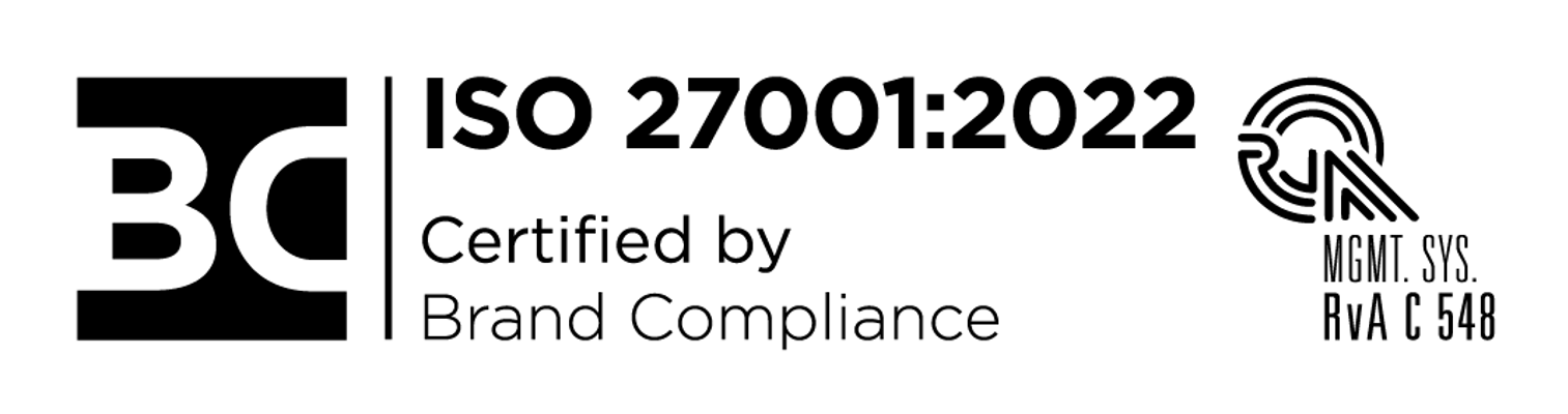 BC Certified Logo ISO 27001 2022 RVA ENG Zwart